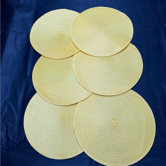 Other - Set of Round Yellow Woven Placemats